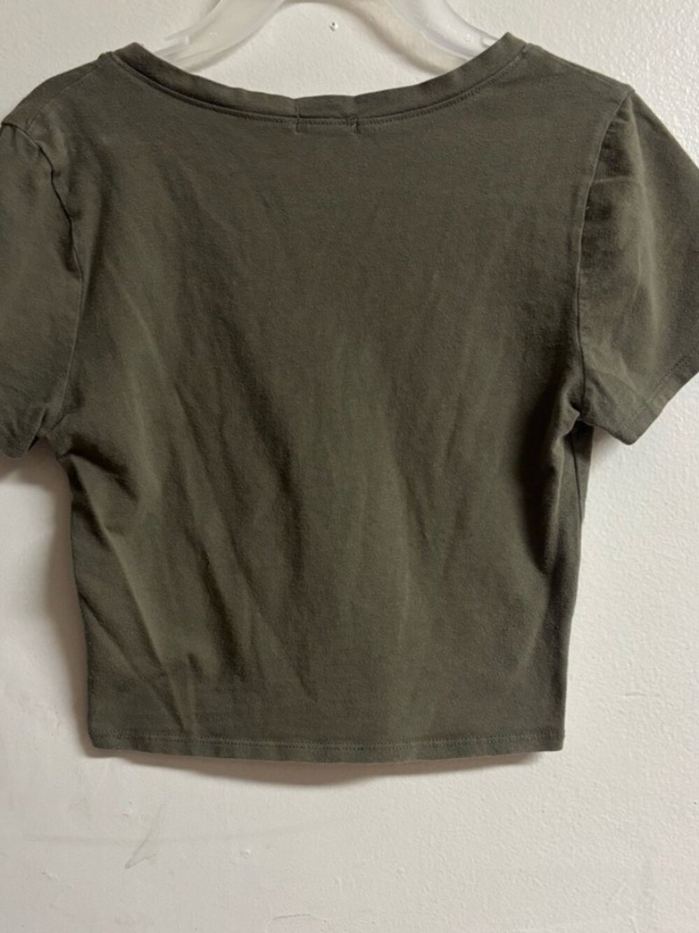 Dark Olive V-Neck‎ Crop Top - Picture 2 of 2